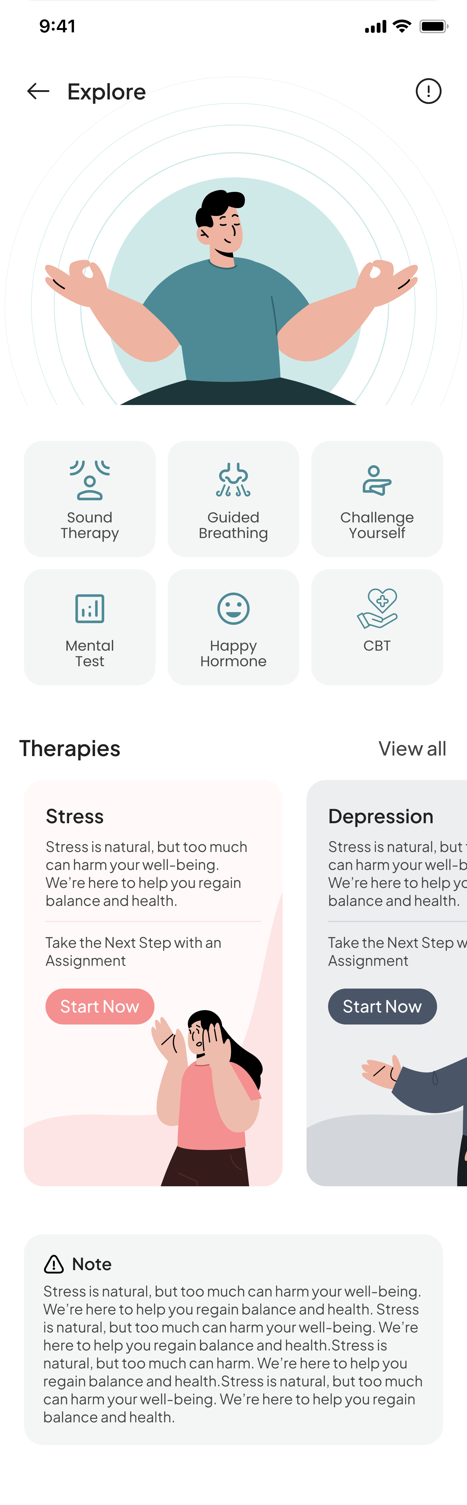 Soothfy app explore screen with daily anchor habits and CBT-based activities for ADHD brain fog